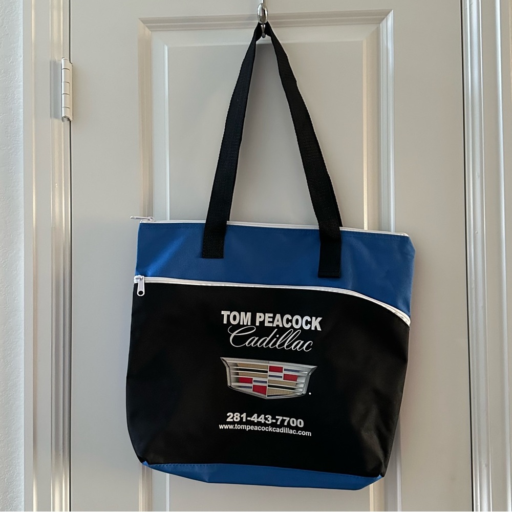 Tom Peacock Cadillac Promotional Tote Bag Black & Blue With Logo